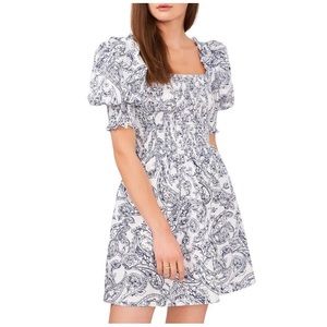 1.State Womens May Smocked Mini Summer Fit & Flare Dress M NEW